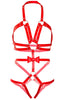 Sexy red faux leather body harness lingerie