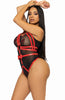 Sexy red faux leather body harness lingerie