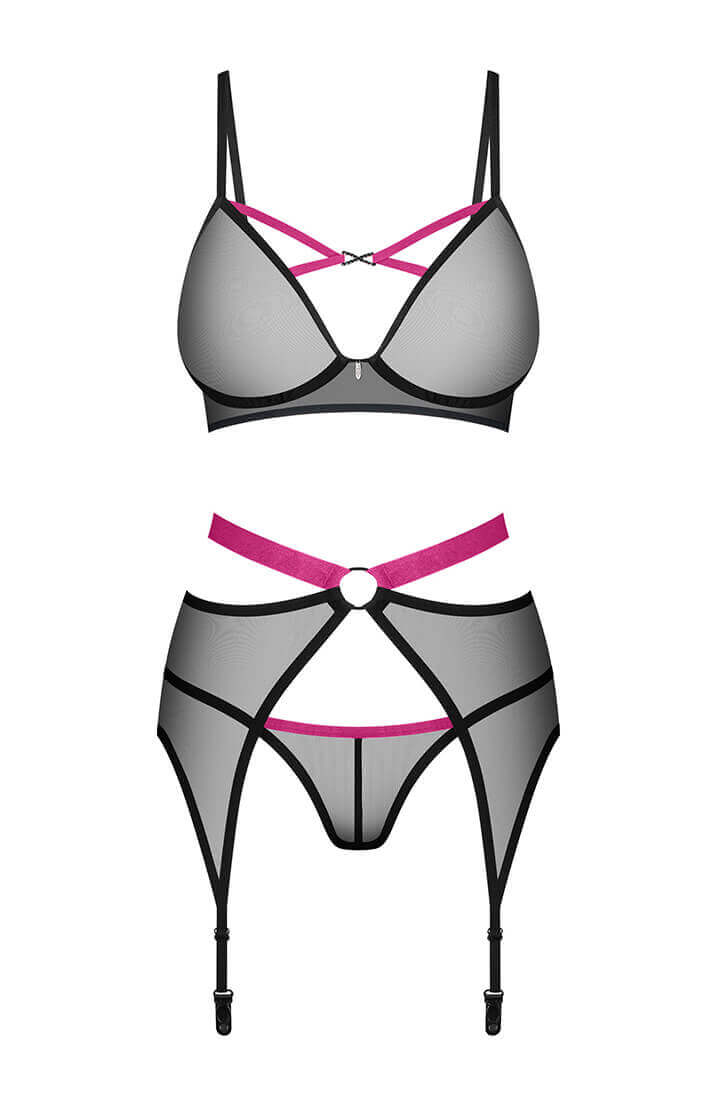 Sheer black 3 pc lingerie set