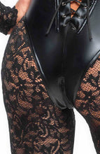 Load image into Gallery viewer, Lace X Wet look catsuit