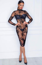 Load image into Gallery viewer, Bodycon dress with flock embroidery