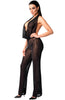 Sheer black mesh jumpsuit with glitter