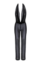 Load image into Gallery viewer, Sheer black mesh jumpsuit with glitter