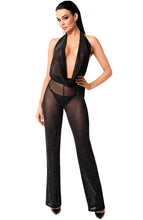 Load image into Gallery viewer, Sheer black mesh jumpsuit with glitter