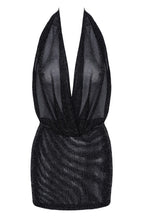 Load image into Gallery viewer, Sheer black mesh waterfall dress with glitter