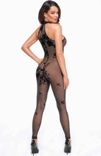 Load image into Gallery viewer, Sheer black mesh halter neck catsuit 