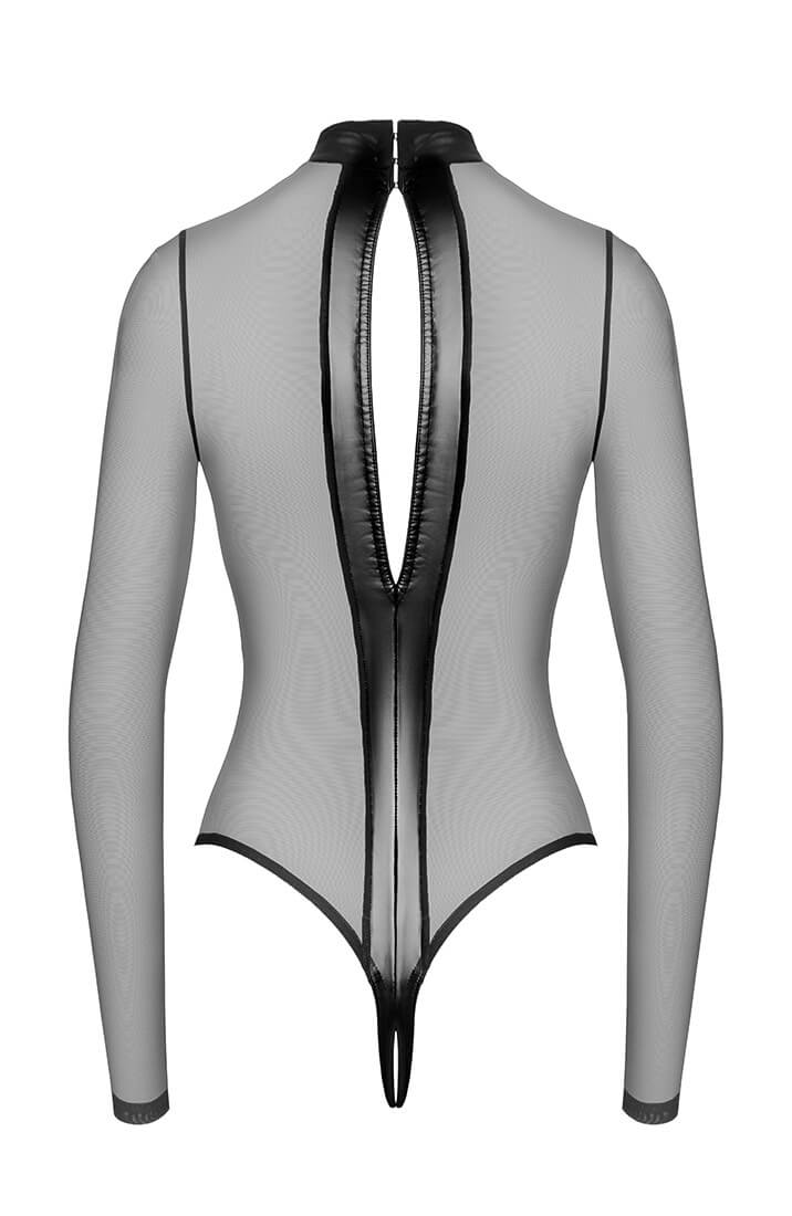 COAX Copenhagen sheer X wet look crotchless body - fetish lingerie