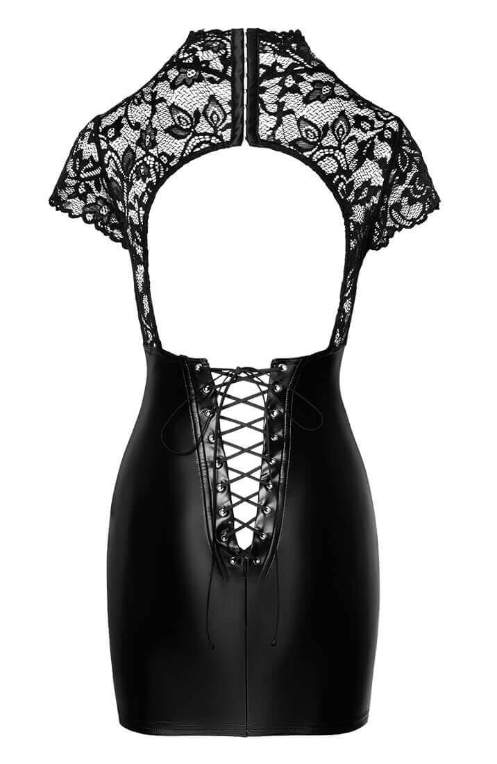 Wet look X lace bodycon dress