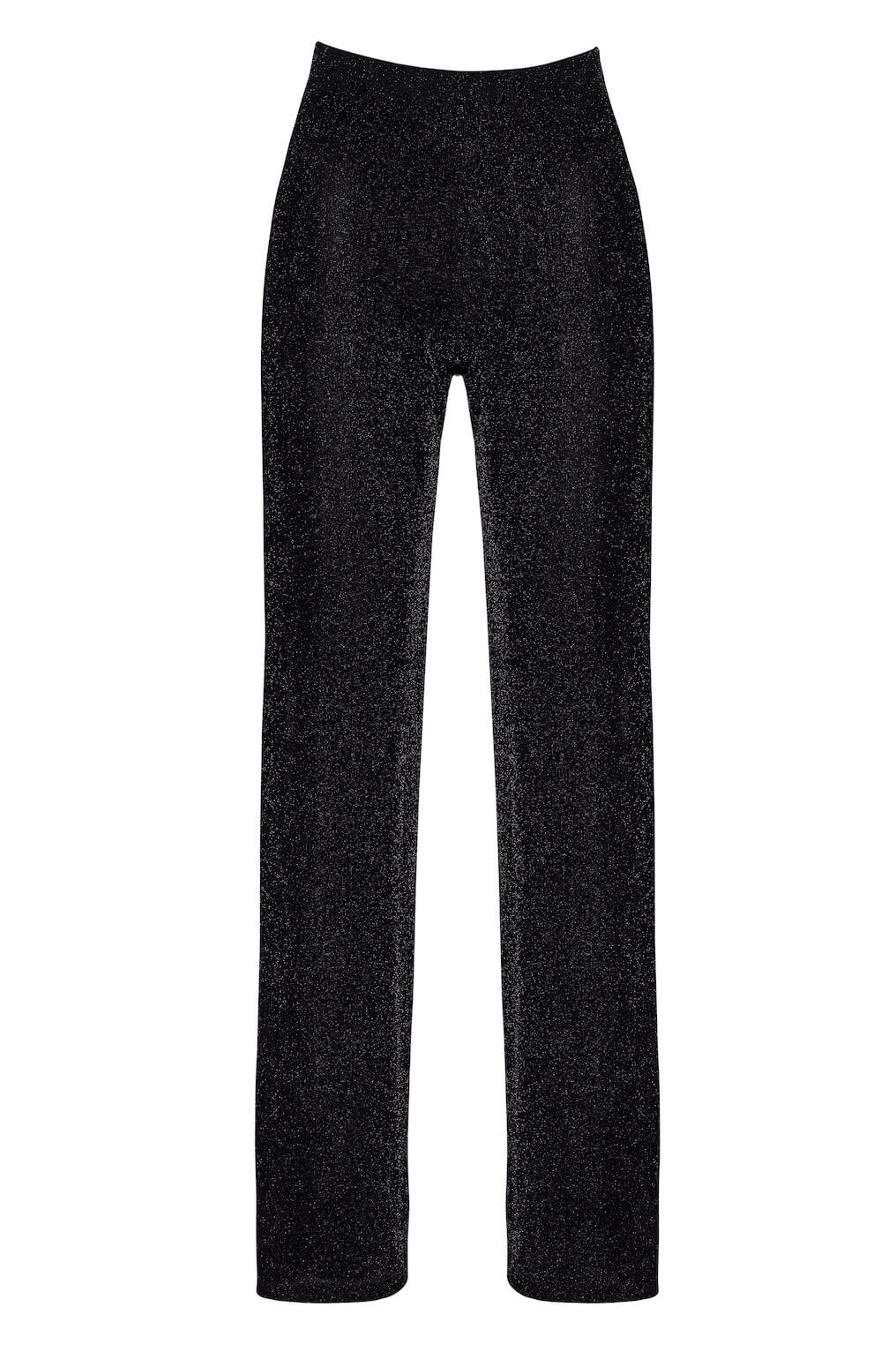 Transparent black glitter mesh palazzo trousers flowing silhouette