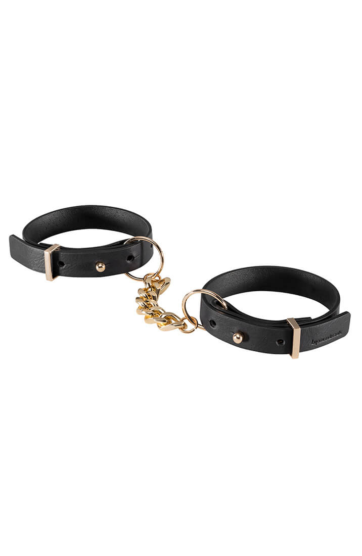 Thin faux leather cuffs with chain