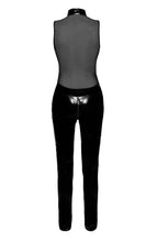 Load image into Gallery viewer, Enticing black vinyl catsuit with belt