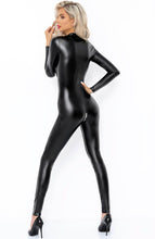 Load image into Gallery viewer, Seductive, skin-tight, and made for play - this COAX Copenhagen wet look catsuit with a 3-way zip is pure desire