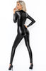 Wet look catsuit with 3-way zip - Cuffing Season