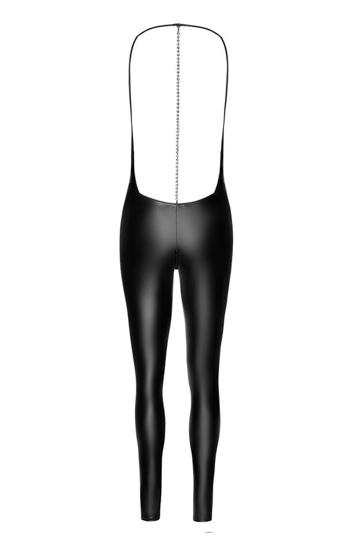 Ultra-sexy wet look catsuit with rhinestone sparkle down the back – statement-making and sleek
