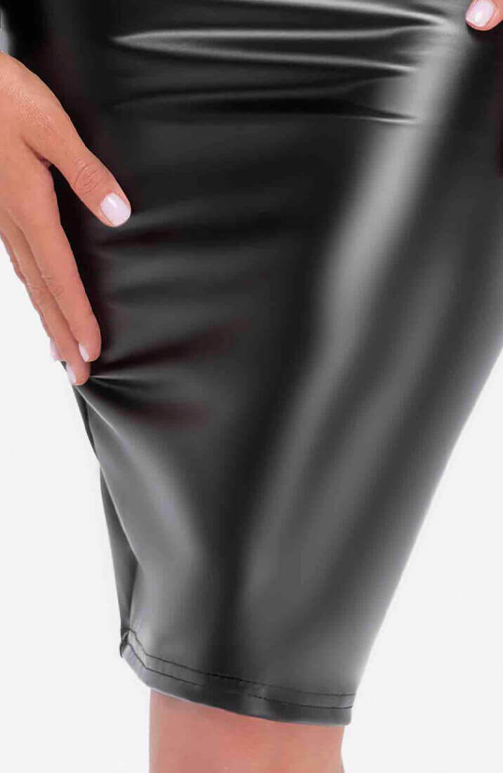Wet look X sheer mesh pencil dress