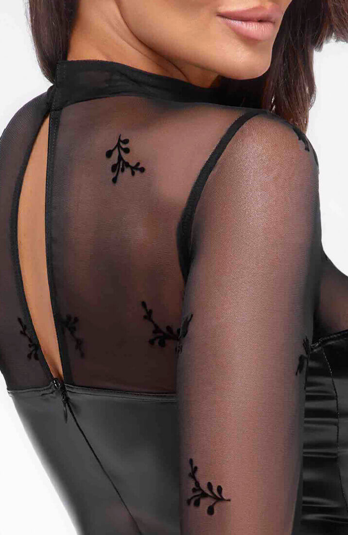 Wet Look & Sheer Mesh Pencil Dress - Sexy Bodycon Style | COAX Fetish Wet Look & Sheer Mesh Pencil Dress - Sexy Bodycon Style | COAX Fetish