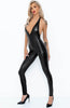 Skin-tight black wet look X snakeskin catsuit