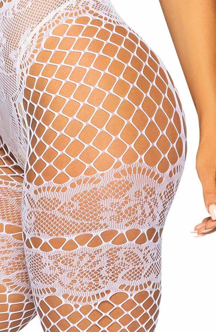 White crotchless halter neck bodystocking