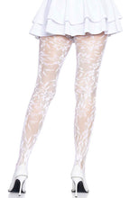 Load image into Gallery viewer, White fishnet X floral tights