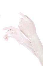 Load image into Gallery viewer, White opera length gloves with bow top