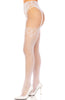 White pantyhose with faux lace-up backseam