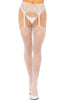 White pantyhose with faux lace-up backseam