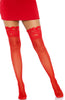 Red sheer stay ups with silicone lace top