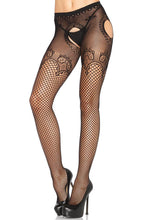 Load image into Gallery viewer, Net suspender hose with duchess lace