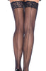 Black backseam thigh highs with lace top
