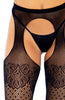Black lux dot suspender pantyhose