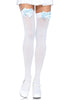White thigh highs with baby blue bow