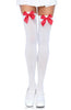 White thigh highs with red bow