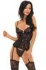 Black lace bustier with suspenders - Rina