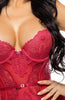 Red lace bustier with suspenders - Reese