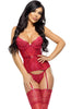 Red lace bustier with suspenders - Reese