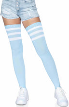 Load image into Gallery viewer, Baby blue Athlete stockings with white stripes