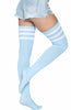 Baby blue Athlete stockings with white stripes