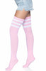 Baby pink Athlete stockings with white stripes