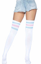 Load image into Gallery viewer, White Athlete stockings with pastel stripes