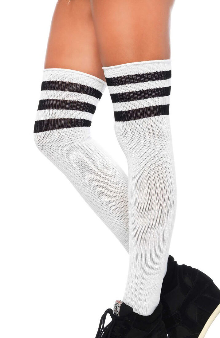 White Athlete stockings with black stripes