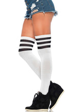 Load image into Gallery viewer, White Athlete stockings with black stripes