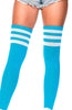 Neon blue Athlete stockings with white stripes