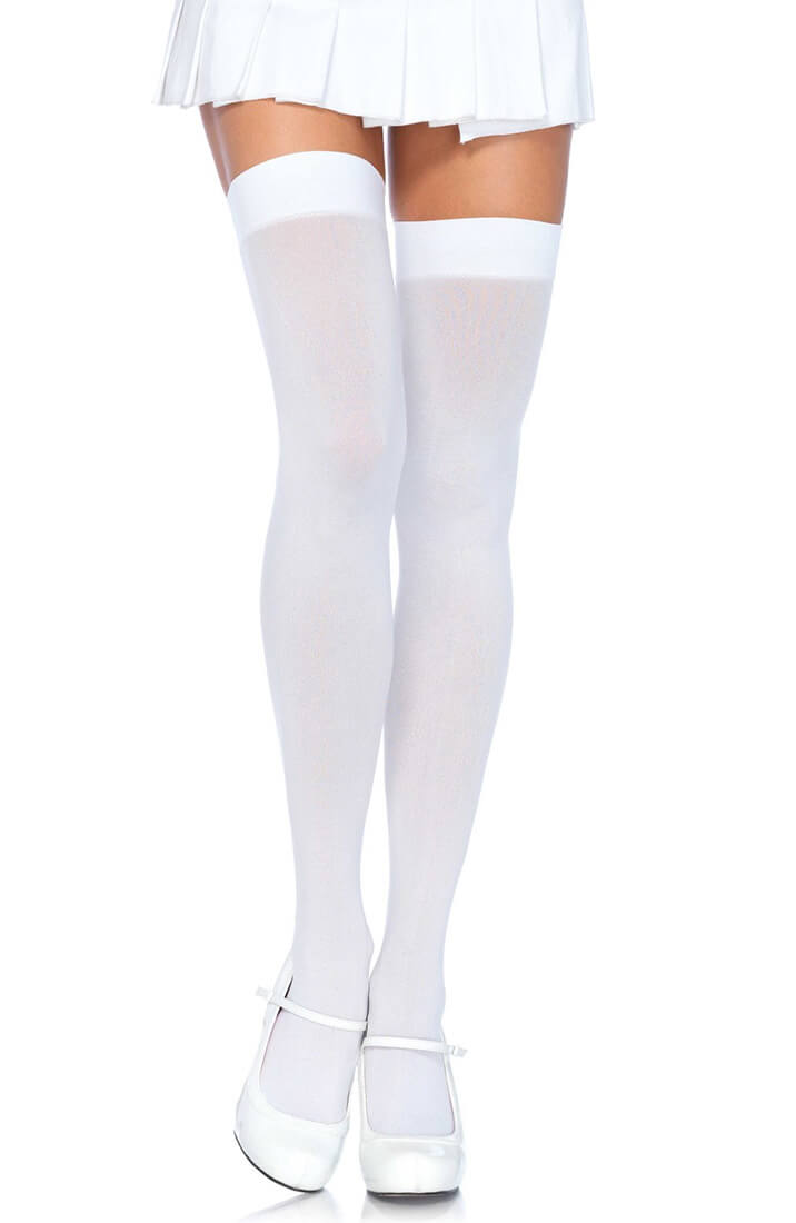 White opaque thigh highs