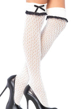 Load image into Gallery viewer, Crocheted white over the knee socks