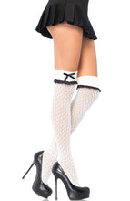 Load image into Gallery viewer, Crocheted white over the knee socks