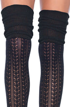 Load image into Gallery viewer, Crocheted black thigh highs