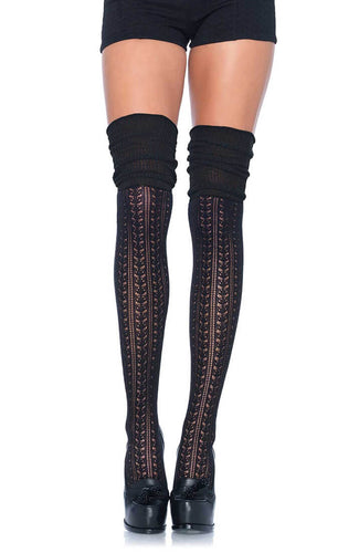 Crocheted black thigh highs