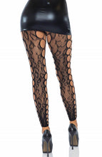 Load image into Gallery viewer, Black leopard footless tights