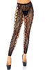 Black leopard footless tights