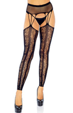 Load image into Gallery viewer, Black footless garter belt stockings
